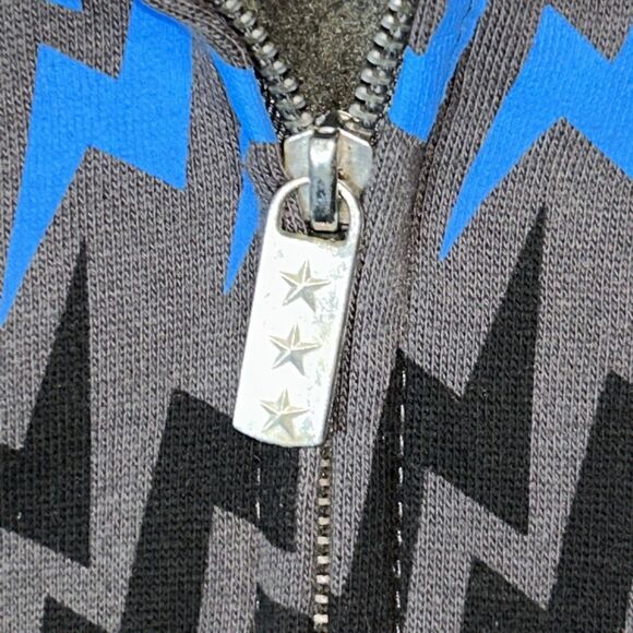 2008 Top Heavy Full Zip Hoodie Sweatshirt Faux Fur Trim Men’s Large Blue Bolt - Picture 6 of 11